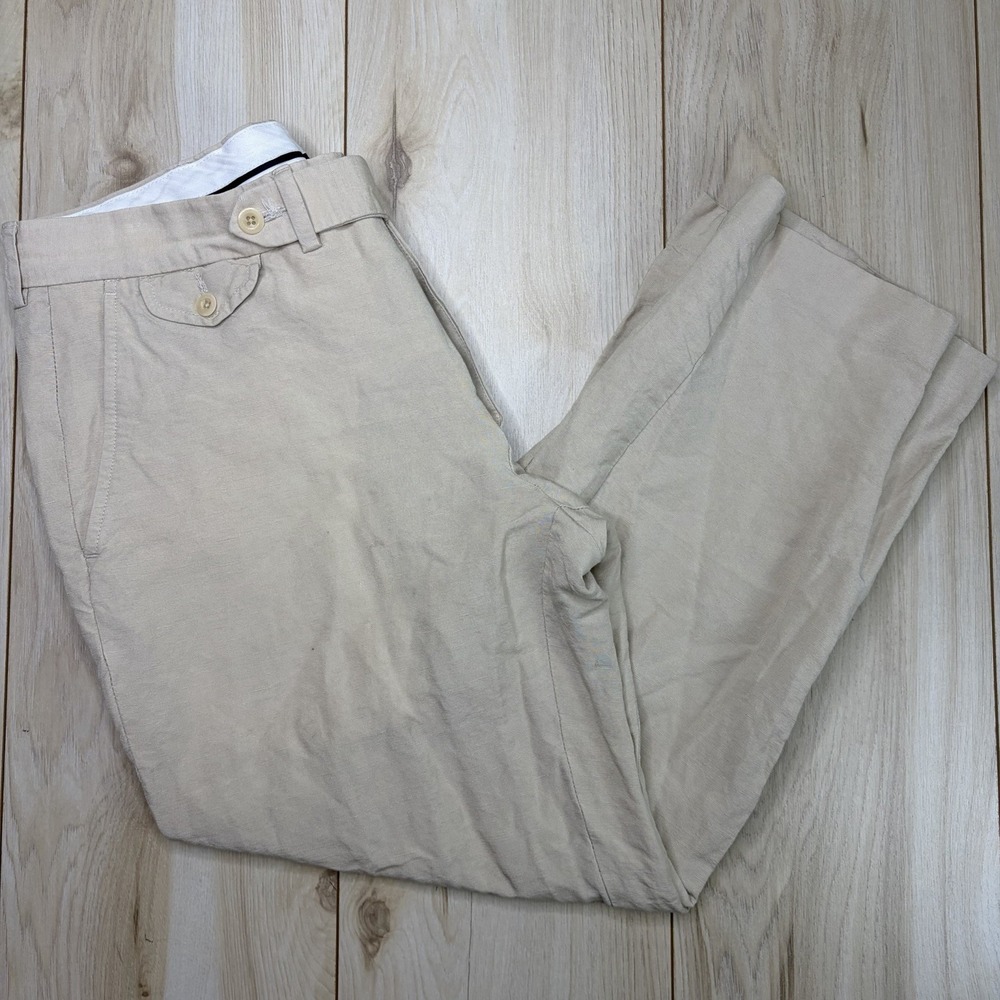 Polo By Ralph Lauren Linen Viscose Dress Pants Preston Fit Men 34x28 Trousers